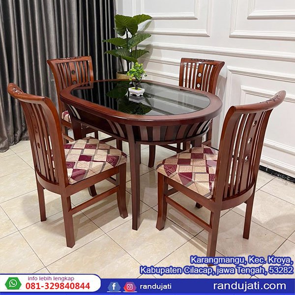 MEJA MAKAN SONIUM OVAL KURSI 4 MM015